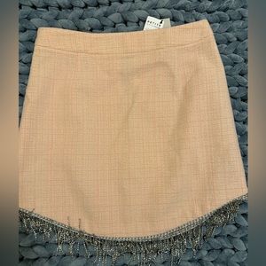 Tweed pink skirt with rhinestone fringe